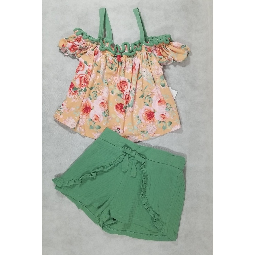 Bonnie Jean Girls Size Medium Short Set Floral Sleeveless Outfit Summer NEW